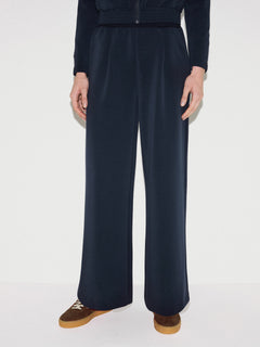 Luxe Pleated Track Pant | Navy