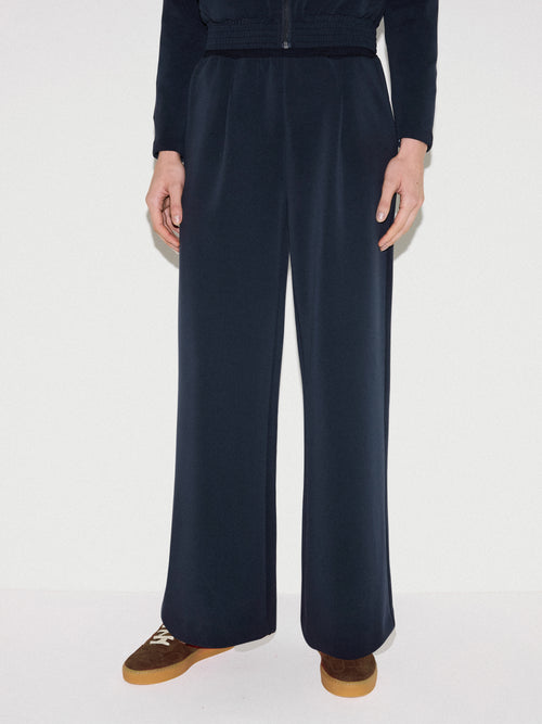 Luxe Pleated Track Pant | Navy