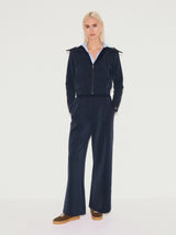 Luxe Pleated Track Pant | Navy