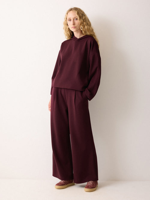 Luxe Pleated Track Pant | Burgundy