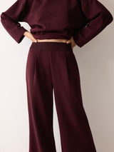 Luxe Pleated Track Pant | Burgundy