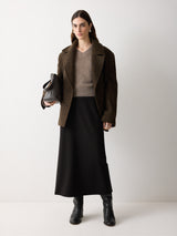 Stretch Crepe Pencil Skirt | Black