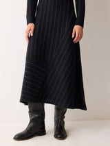 Pinstripe Merino Knit Dress | Blue