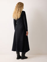 Pinstripe Merino Knit Dress | Blue