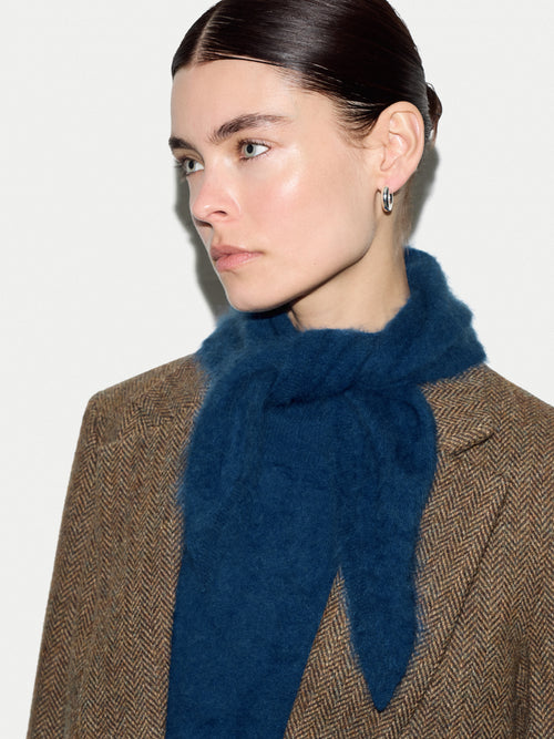 Halo Cashmere Triangle Scarf | Dark Blue