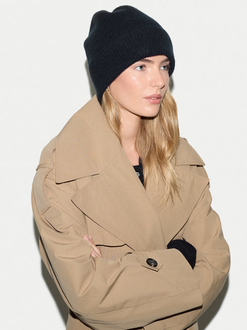 Cashmere Rib Beanie | Navy