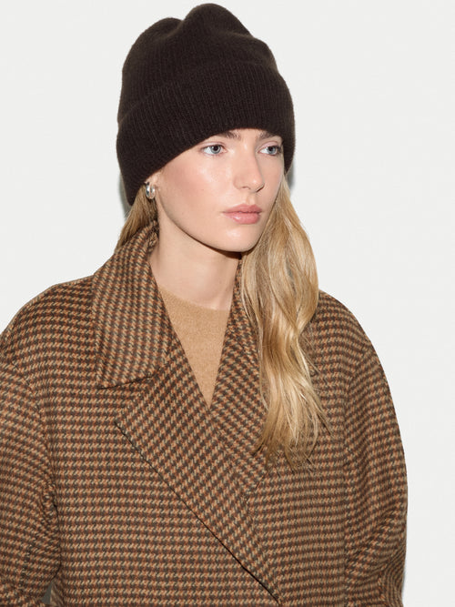 Cashmere Rib Beanie | Brown