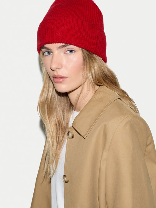 Cashmere Rib Beanie | Red
