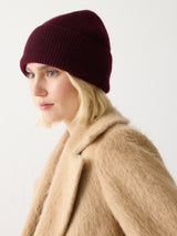 Cashmere Rib Beanie | Burgundy