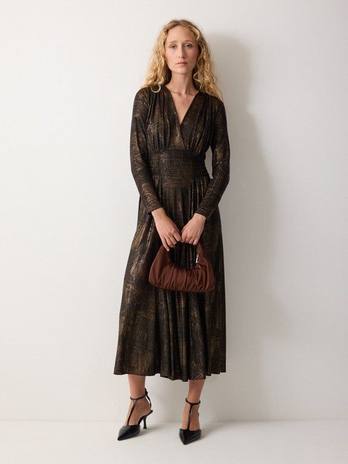 Crackle Gold Dress | Gold