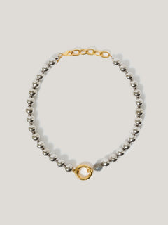 Statement Bead Necklace | Silver
