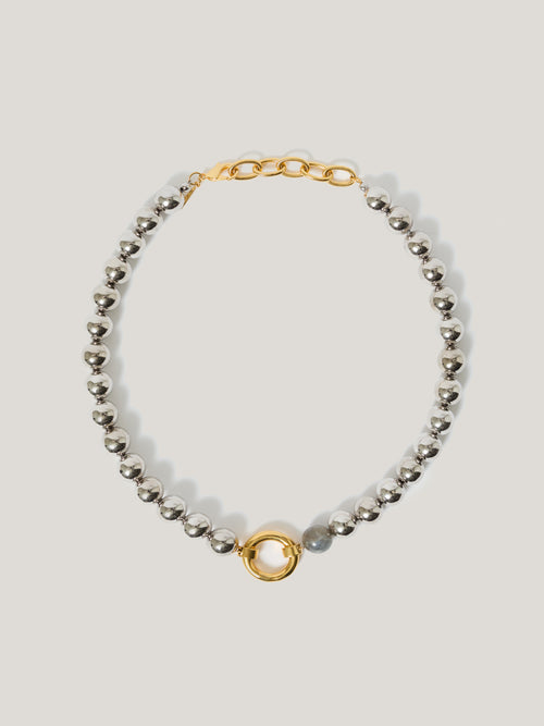 Statement Bead Necklace | Silver