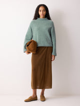 Fleecy Knit Crop Jumper | Blue