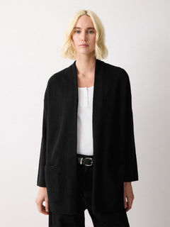 Wool Blend Relaxed Cardigan | Black