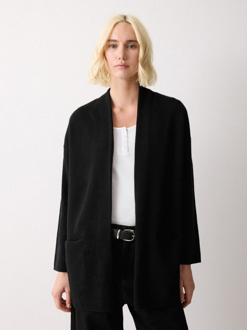 Wool Blend Relaxed Cardigan | Black