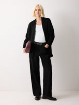 Wool Blend Relaxed Cardigan | Black