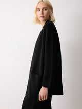 Wool Blend Relaxed Cardigan | Black