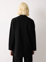 Wool Blend Relaxed Cardigan | Black