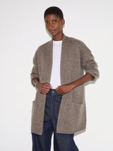 Wool Blend Relaxed Cardigan | Taupe