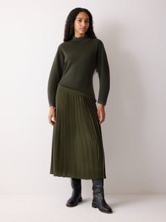 jumper dress with pleated skirt Pleated Skirt Skirt And Jumper Style Clarissa Jumper Dress With Pleated Satin Skirt Black, White