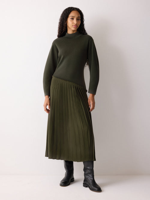 jumper dress pleated skirt Handmade Wool Blend Midi Dress Vintage Winter Swing Style