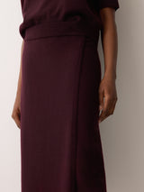 Fine Merino Wrap Skirt | Burgundy