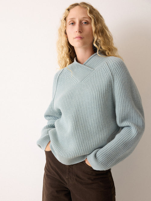Fisherman Rib-Knit Relaxed Jumper Blue main image 1