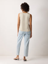 Silk Trim Drape Top | Cream