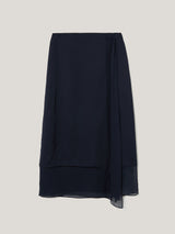 Silk Trim Layered Skirt | Navy