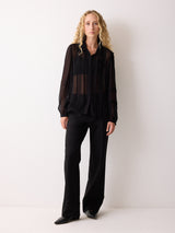 Pintuck Georgette Shirt | Black