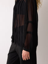 Pintuck Georgette Shirt | Black