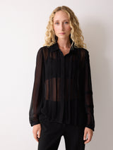 Pintuck Georgette Shirt | Black
