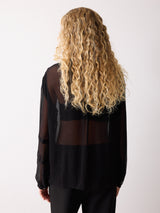 Pintuck Georgette Shirt | Black