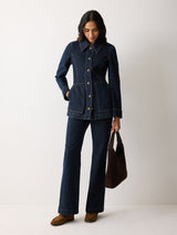 Denim Tailored Bootleg Trouser | Indigo