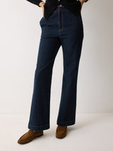Denim Tailored Bootleg Trouser | Indigo