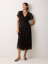 Wheat Flower Ruched Bias Dress | Brown