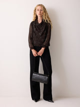 Wheat Flower Cowl Neck Top | Brown