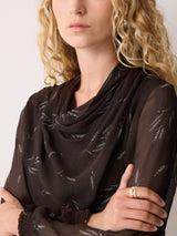 Wheat Flower Cowl Neck Top | Brown