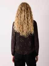 Wheat Flower Cowl Neck Top | Brown