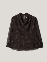 Wheat Flower Cowl Neck Top | Brown