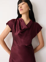 Textured Cowl Neck Dress | Burgundy