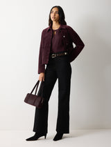 Pleated Neck Silk Shirt | Purple