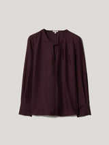 Pleated Neck Silk Shirt | Purple