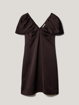 Heavy Satin V Neck Mini Dress | Purple