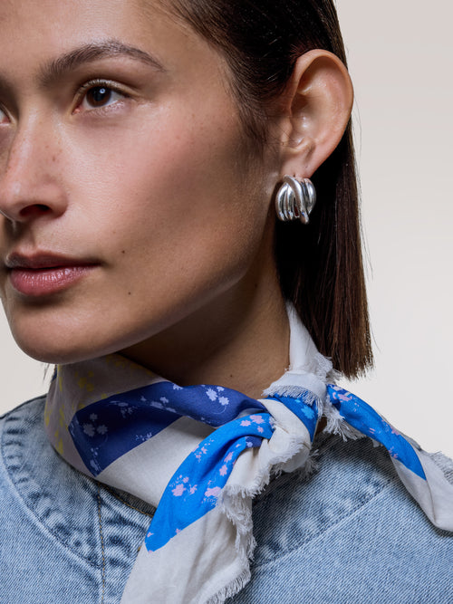 Twisted Dome Hoop Earring | Silver