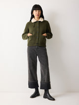 Sherpa Collar Cardigan | Khaki
