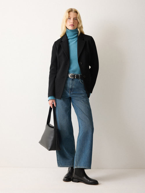 Crepe Ponte Cinch Jacket | Black