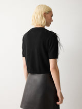 Feather Embellished Cardigan | Black