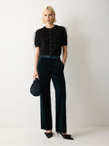 Feather Embellished Cardigan | Black