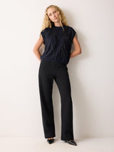 Feather Cap Sleeve Jumper | Navy